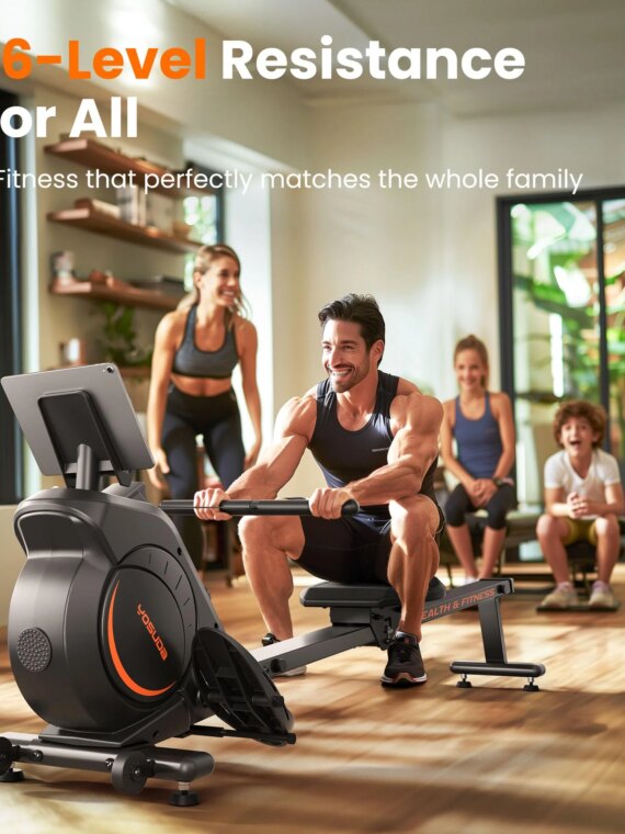 YOSUDA Magnetic Rowing Machine, 350 LB Capacity, Quiet Magnetic Resistance, LCD Monitor, Compact Design