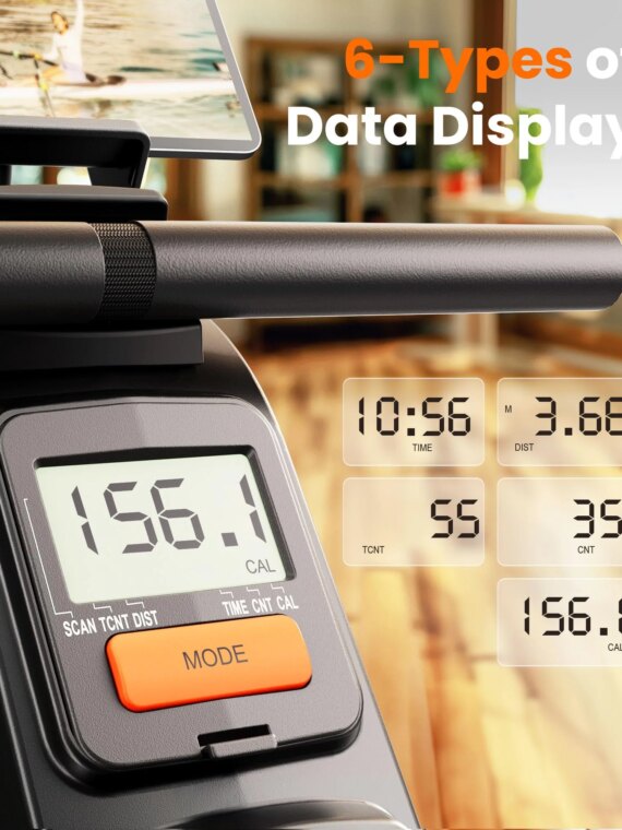 YOSUDA Magnetic Rowing Machine, 350 LB Capacity, Quiet Magnetic Resistance, LCD Monitor, Compact Design