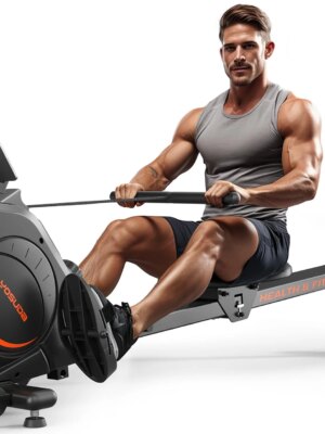 YOSUDA Magnetic Rowing Machine, 350 LB Capacity, Quiet Magnetic Resistance, LCD Monitor, Compact Design