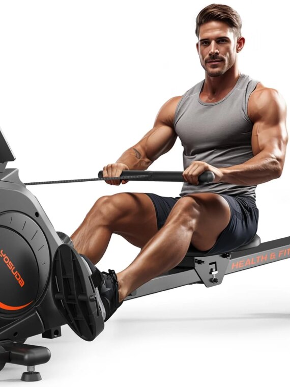 YOSUDA Magnetic Rowing Machine, 350 LB Capacity, Quiet Magnetic Resistance, LCD Monitor, Compact Design