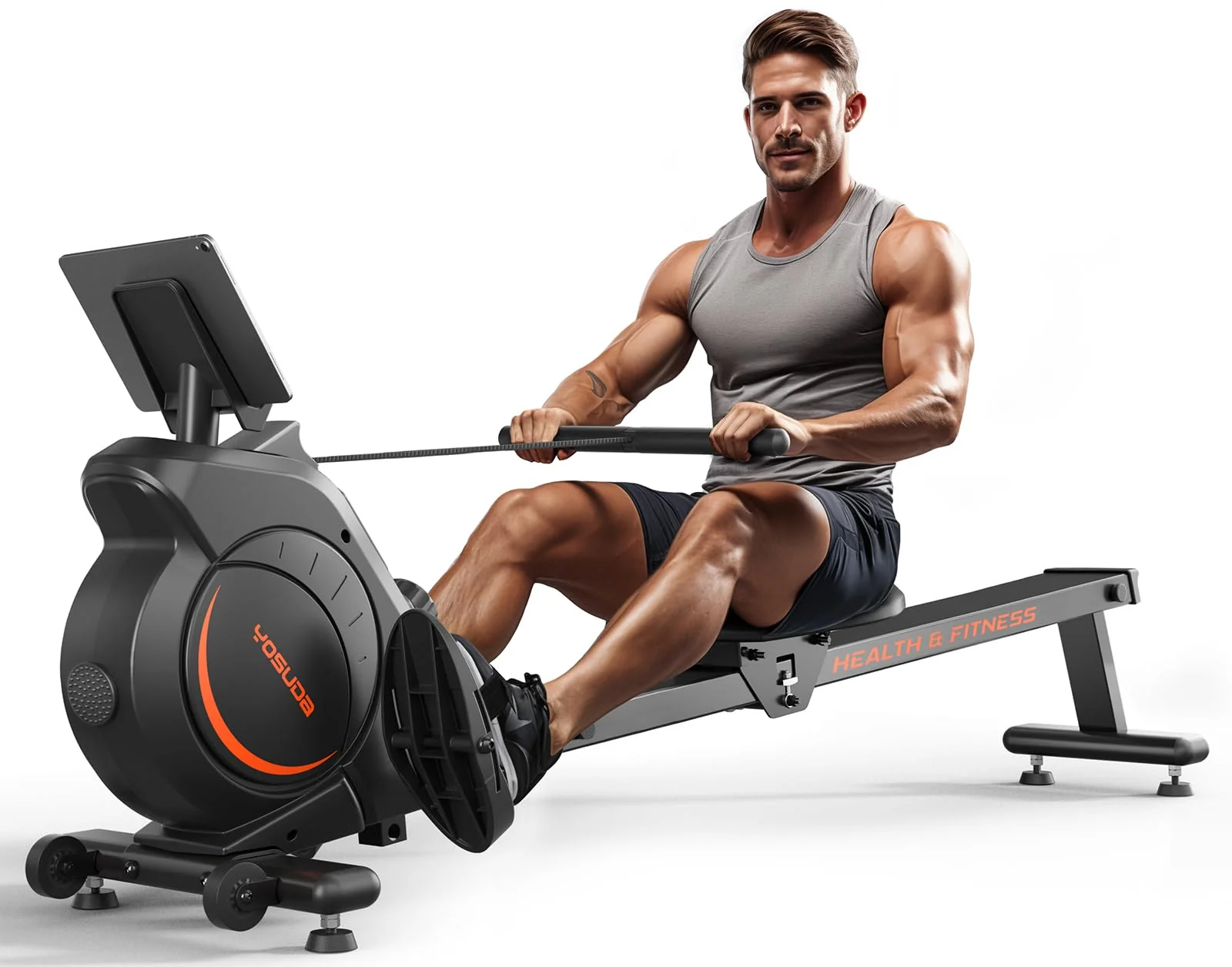 YOSUDA Magnetic Rowing Machine, 350 LB Capacity, Quiet Magnetic Resistance, LCD Monitor, Compact Design