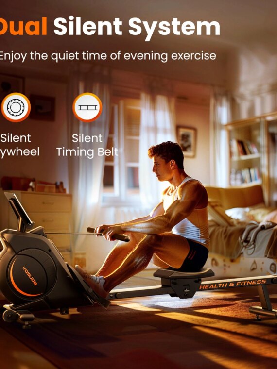 YOSUDA Magnetic Rowing Machine, 350 LB Capacity, Quiet Magnetic Resistance, LCD Monitor, Compact Design