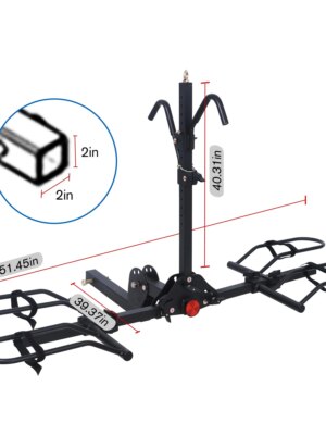 Young 2-Bike Rack Hitch Mount Platform, 200 lb Capacity, Foldable, Fits 2″ Receiver, Secure & Adjustable, for Road & Mountain Bikes