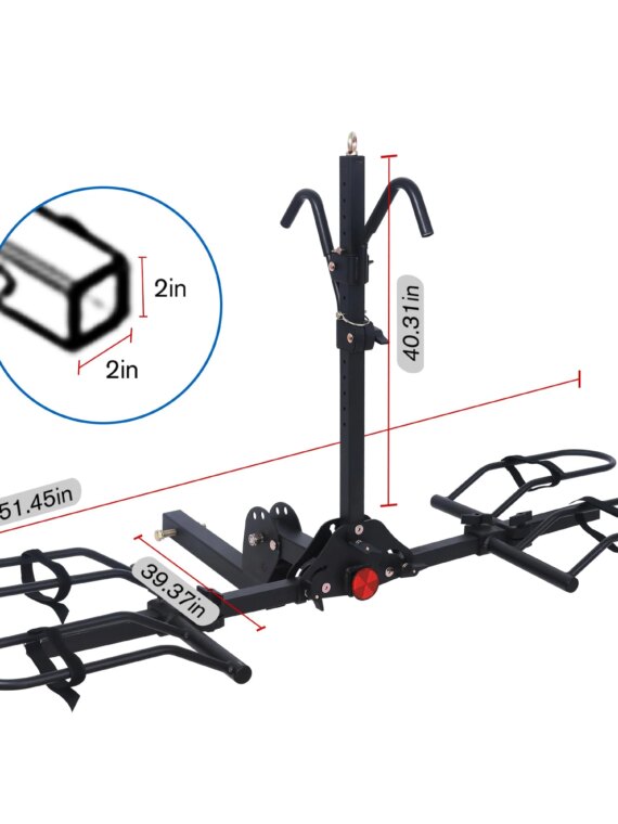 Young 2-Bike Rack Hitch Mount Platform, 200 lb Capacity, Foldable, Fits 2" Receiver, Secure & Adjustable, for Road & Mountain Bikes