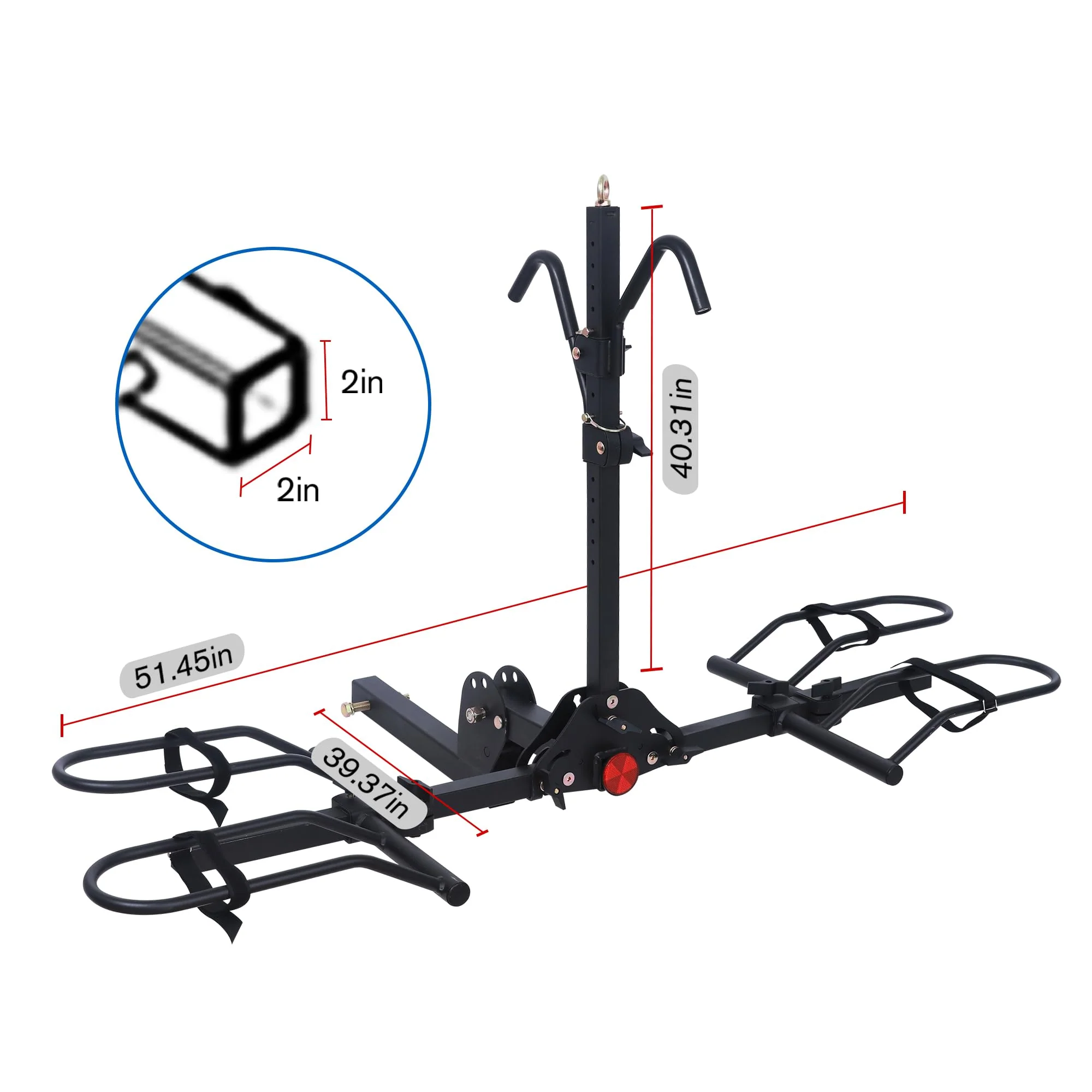 Young 2-Bike Rack Hitch Mount Platform, 200 lb Capacity, Foldable, Fits 2" Receiver, Secure & Adjustable, for Road & Mountain Bikes