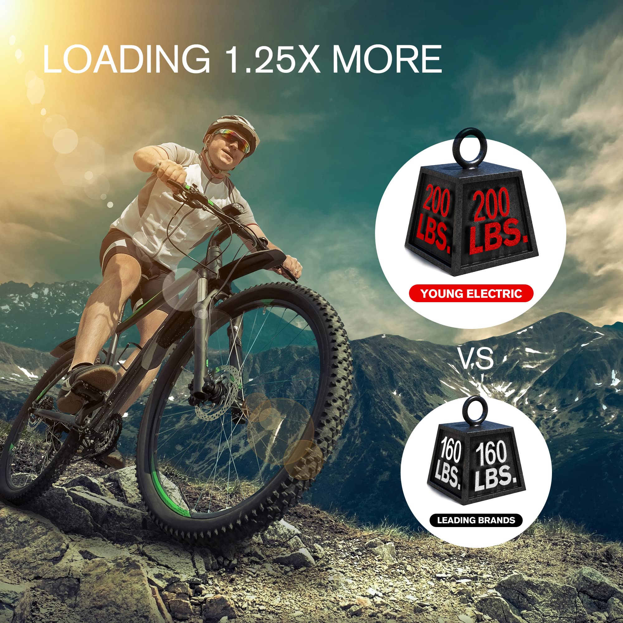 Young 2-Bike Rack Hitch Mount Platform, 200 lb Capacity, Foldable, Fits 2" Receiver, Secure & Adjustable, for Road & Mountain Bikes