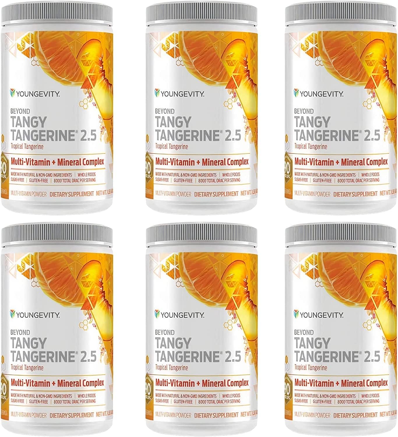 Youngevity Beyond Tangy Tangerine 2.5 Powder, Tropical Tangerine Flavor, Gluten-Free Multi-Vitamin & Mineral Complex, 8,000 ORAC, 30 Servings
