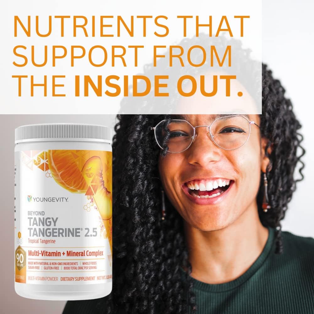 Youngevity Beyond Tangy Tangerine 2.5 Powder, Tropical Tangerine Flavor, Gluten-Free Multi-Vitamin & Mineral Complex, 8,000 ORAC, 30 Servings