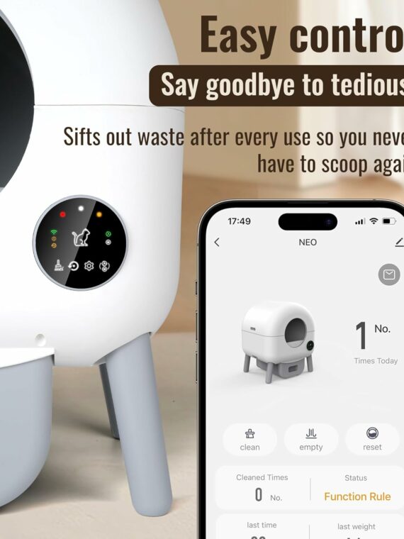 ZeaCotio Automated Self-Cleaning Litter Box, XX-Large, Big Grey, App-Controlled, Odor Control, Cat Safe, 95L Capacity