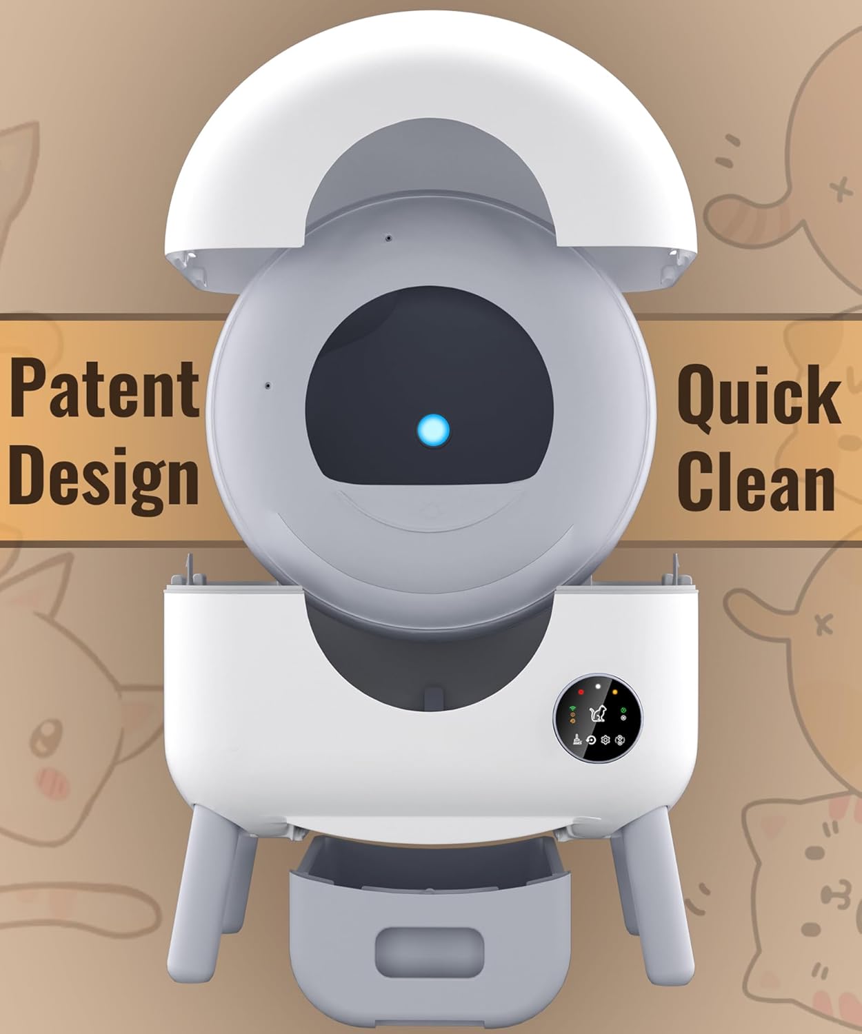 ZeaCotio Automated Self-Cleaning Litter Box, XX-Large, Big Grey, App-Controlled, Odor Control, Cat Safe, 95L Capacity