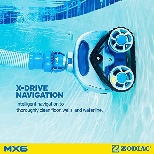 Zodiac MX6 Automatic Pool Cleaner, Powerful Suction, Energy Efficient, X-Drive Navigation, In-Ground & Above-Ground Compatible