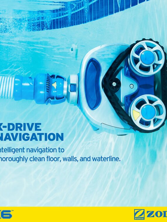 Zodiac MX6 Automatic Pool Cleaner, Powerful Suction, Energy Efficient, X-Drive Navigation, In-Ground & Above-Ground Compatible