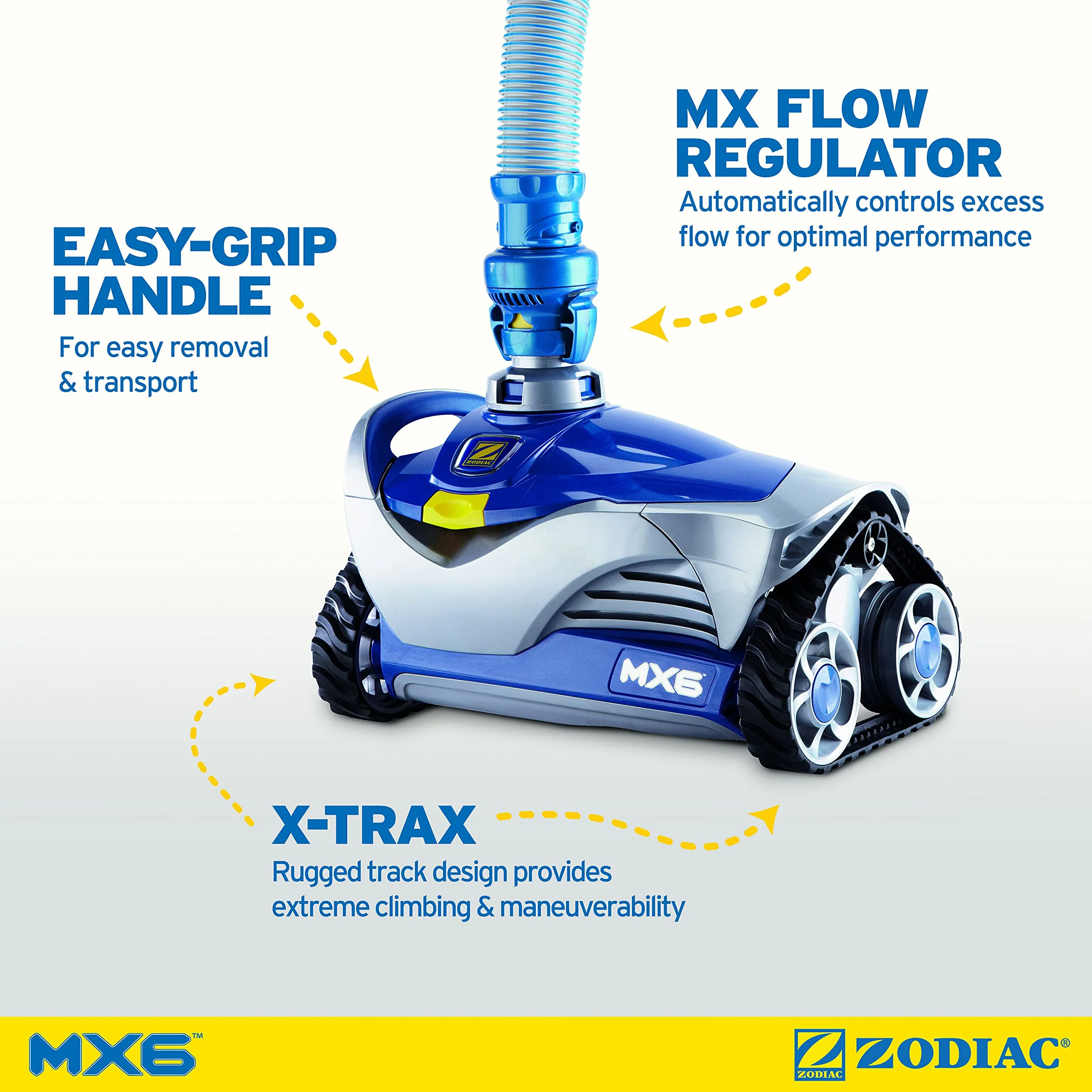 Zodiac MX6 Automatic Pool Cleaner, Powerful Suction, Energy Efficient, X-Drive Navigation, In-Ground & Above-Ground Compatible