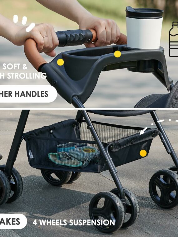 Zoosky 3-in-1 Folding Dog Stroller, Small/Medium Pets, Travel Carrier & Car Seat, Adjustable Canopy, Storage, Durable Construction