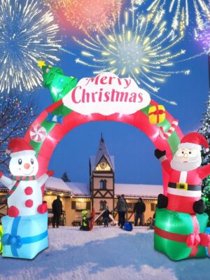 ZXSWONLY 12.5FT Christmas Inflatable Archway with Santa & Snowman, LED-Lit, Weather Resistant for Indoor/Outdoor Decor