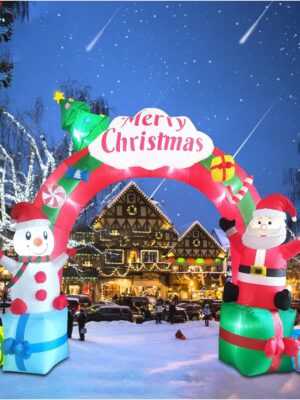 ZXSWONLY 12.5FT Christmas Inflatable Archway with Santa & Snowman, LED-Lit, Weather Resistant for Indoor/Outdoor Decor