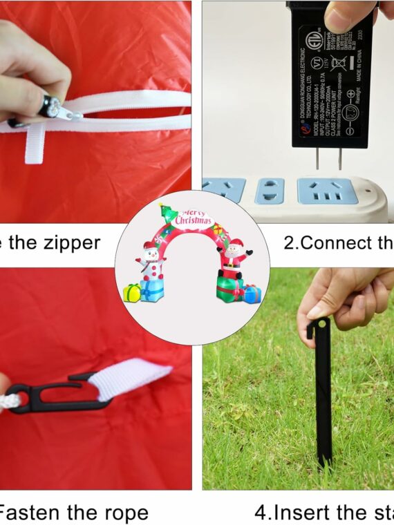 ZXSWONLY 12.5FT Christmas Inflatable Archway with Santa & Snowman, LED-Lit, Weather-Resistant Polyester for Outdoor Yard Decor