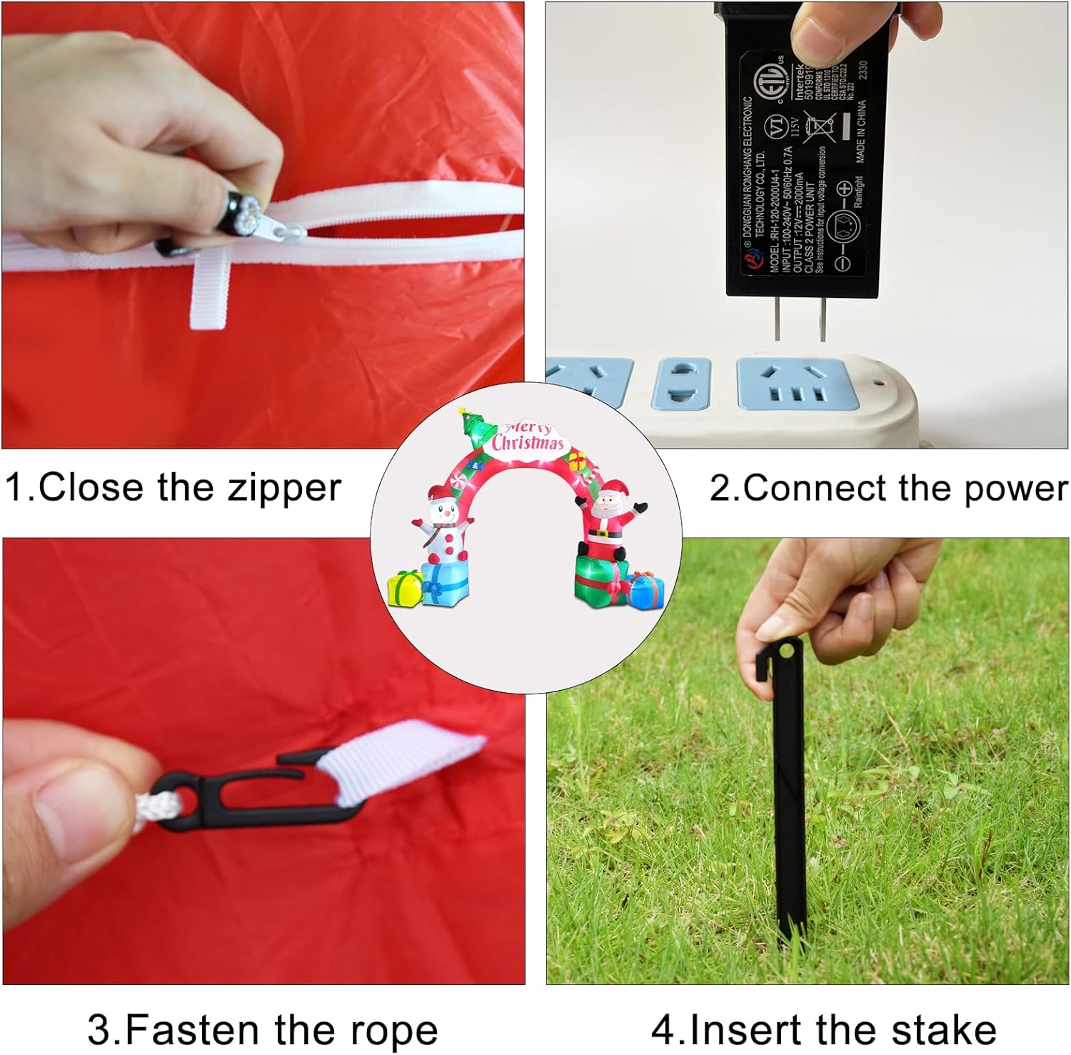 ZXSWONLY 12.5FT Christmas Inflatable Archway with Santa & Snowman, LED-Lit, Weather-Resistant Polyester for Outdoor Yard Decor